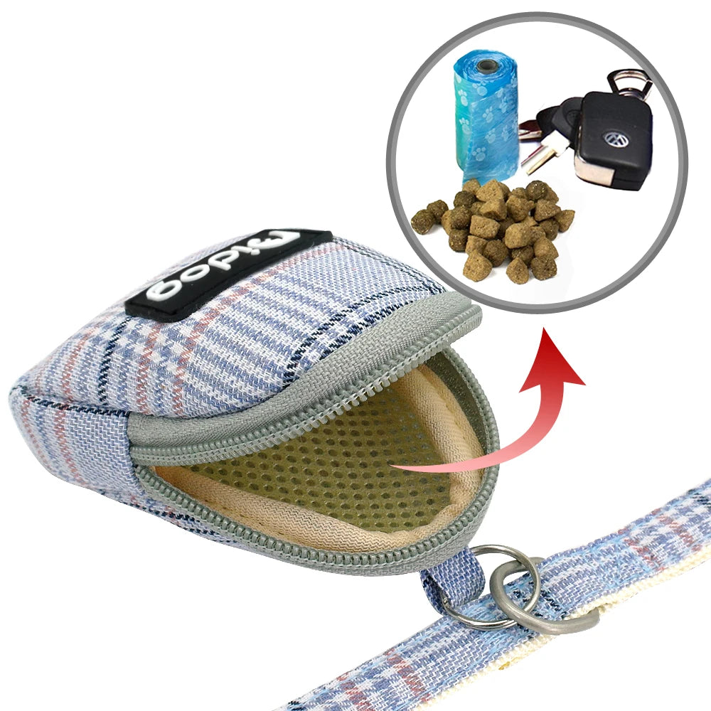 Plaid Mesh Dog Harness & Leash Set with Snack Bag for Small Pets