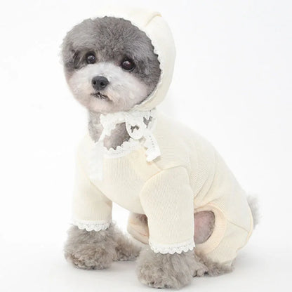 Pure Cotton Lace Hoodies: Pajamas for Small Dogs & Cats