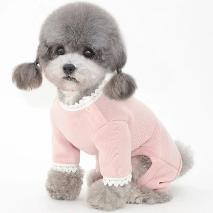 Pure Cotton Lace Hoodies: Pajamas for Small Dogs & Cats