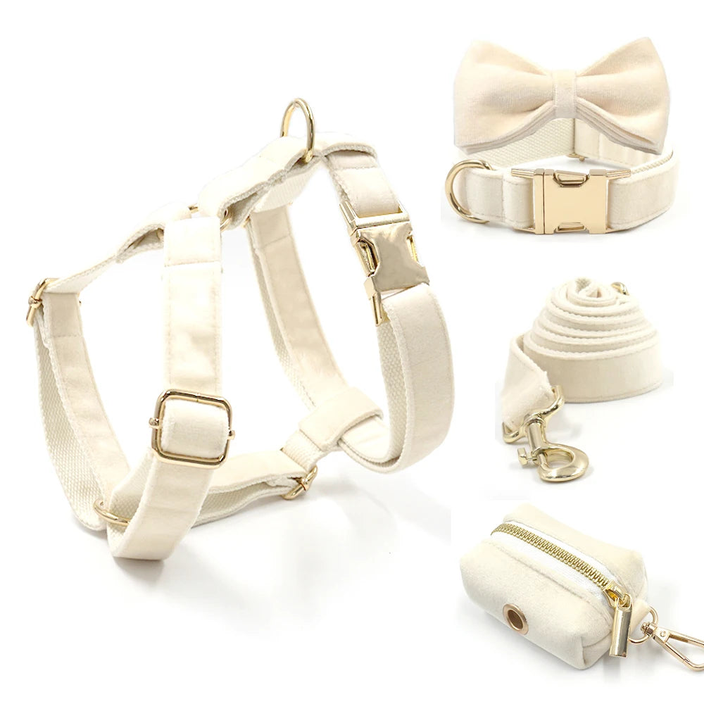 Luxury Cream Velvet Dog Harness