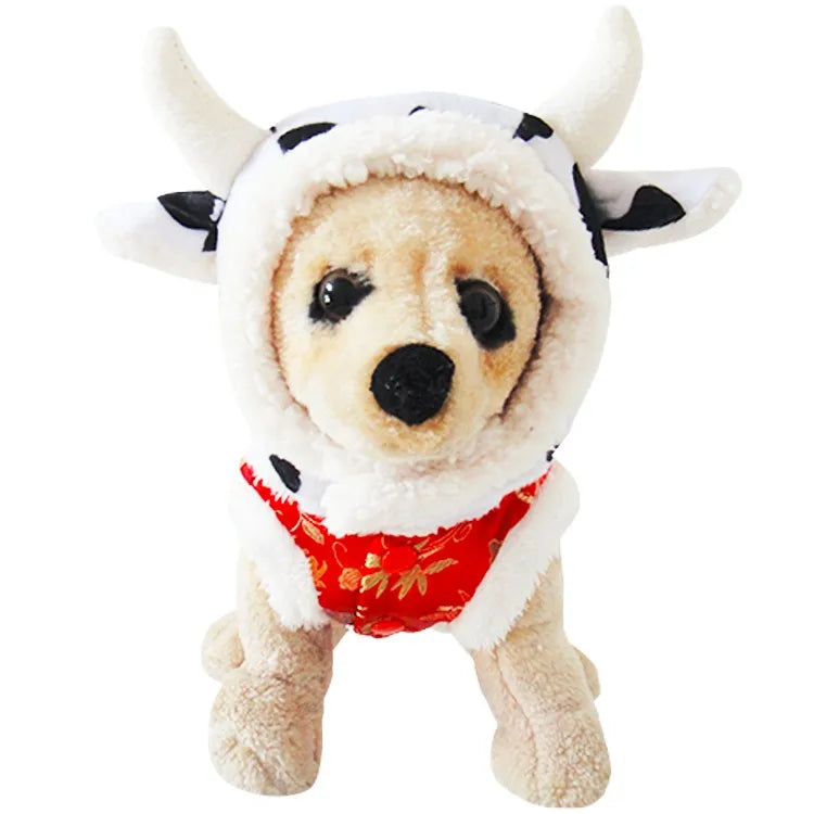 Cute Cow Winter Hat: Warm & Windproof for Small to Medium Dogs