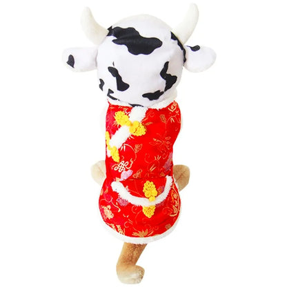 Cute Cow Winter Hat: Warm & Windproof for Small to Medium Dogs