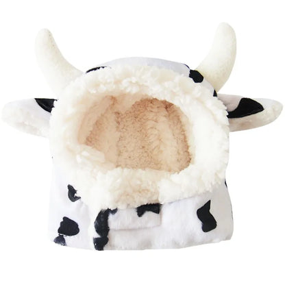 Cute Cow Winter Hat: Warm & Windproof for Small to Medium Dogs