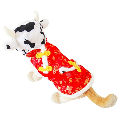 Cute Cow Winter Hat: Warm & Windproof for Small to Medium Dogs