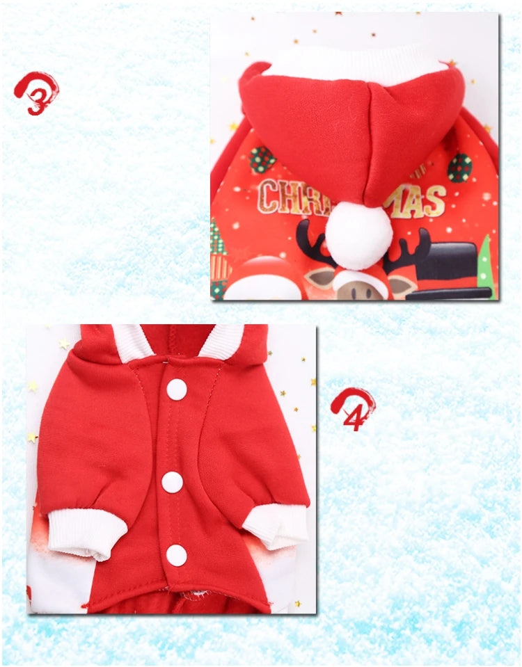 Christmas Cartoon Dog Jacket – Warm Thick Winter Costume for Small Dogs and Puppies