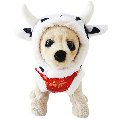 Cute Cow Winter Hat: Warm & Windproof for Small to Medium Dogs