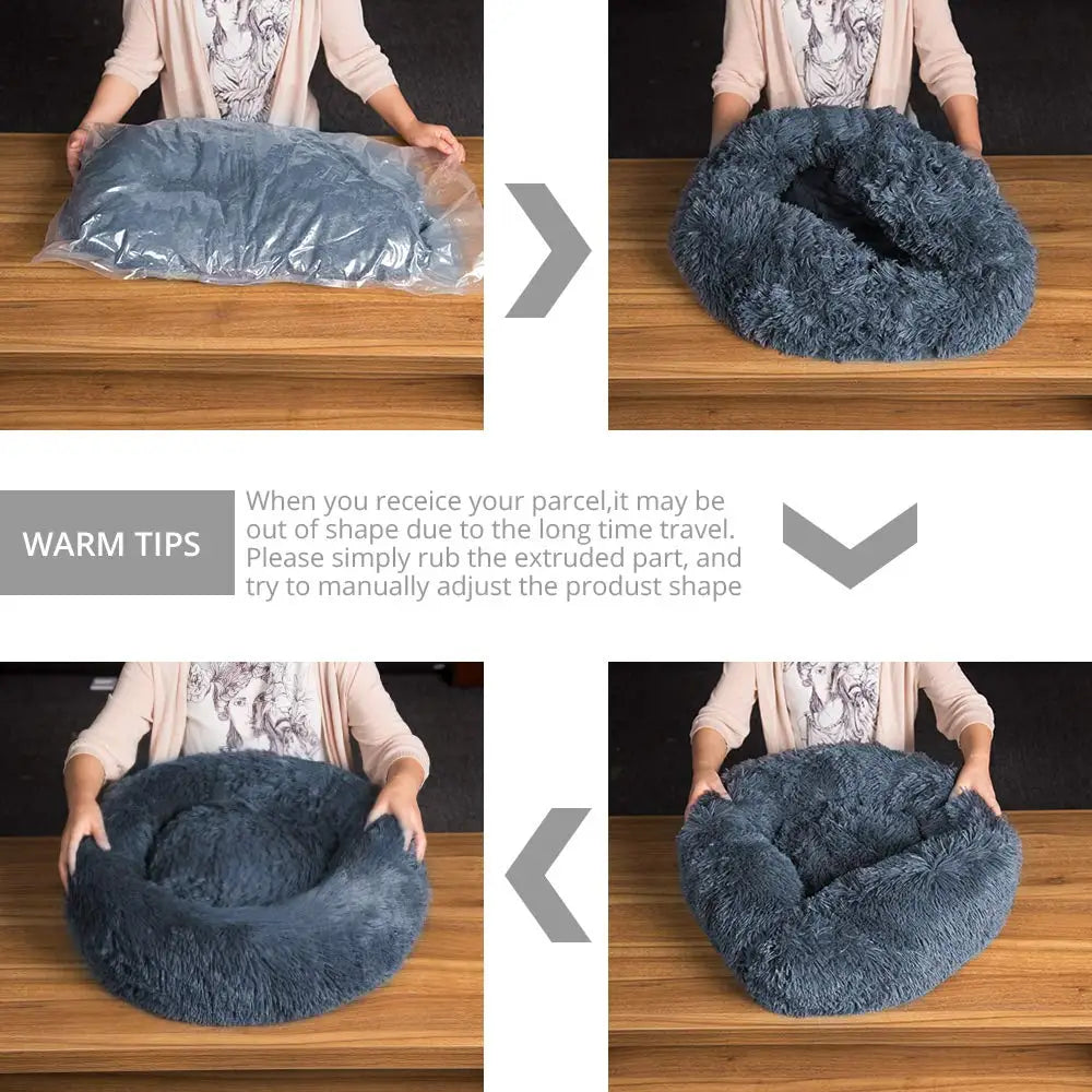 Round Plush Pet Bed: Soft, Cozy Sleeping for Large & Medium Dogs