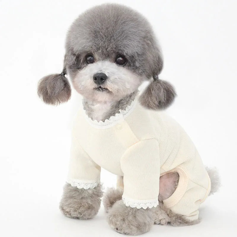 Pure Cotton Lace Hoodies: Pajamas for Small Dogs & Cats