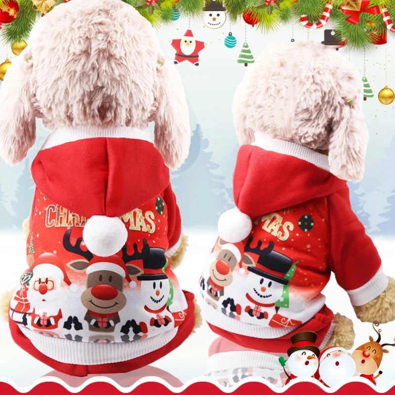 Christmas Cartoon Dog Jacket – Warm Thick Winter Costume for Small Dogs and Puppies