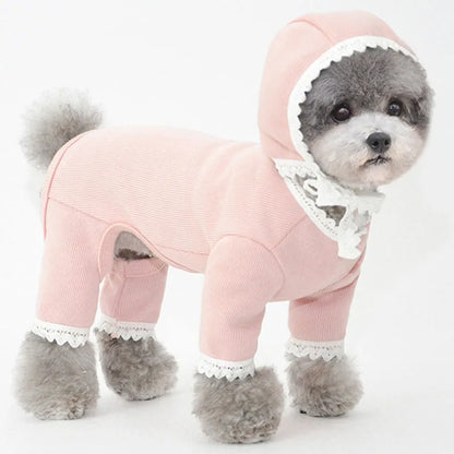 Pure Cotton Lace Hoodies: Pajamas for Small Dogs & Cats