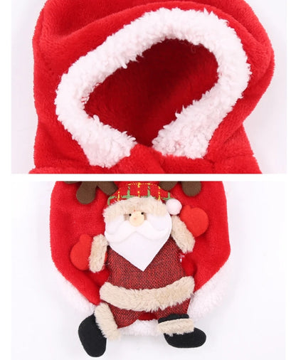 Christmas Cartoon Dog Jacket – Warm Thick Winter Costume for Small Dogs and Puppies