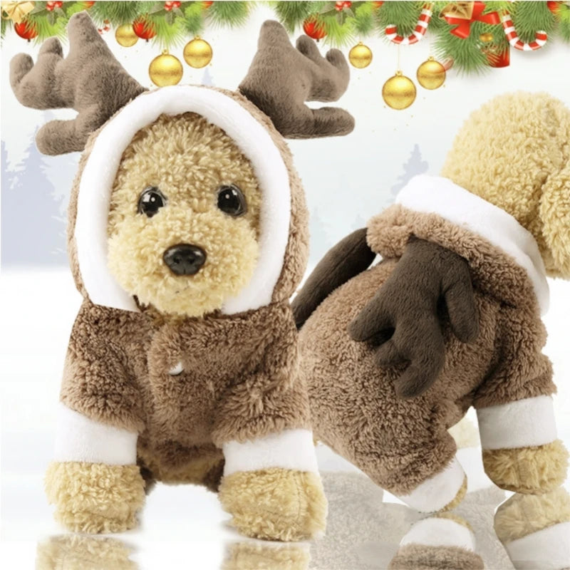 Christmas Cartoon Dog Jacket – Warm Thick Winter Costume for Small Dogs and Puppies