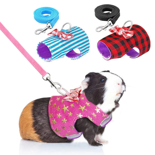 Pet Harness and Leash Set for Small Animals with Bowknot