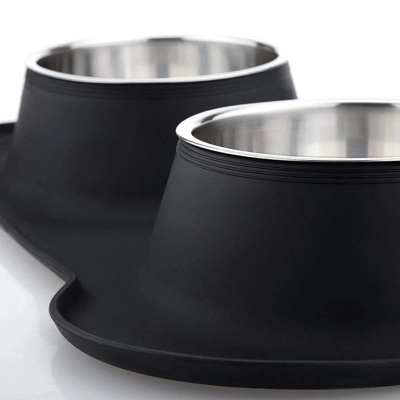 Non-Slip Double Pet Bowl with Silicone Mat