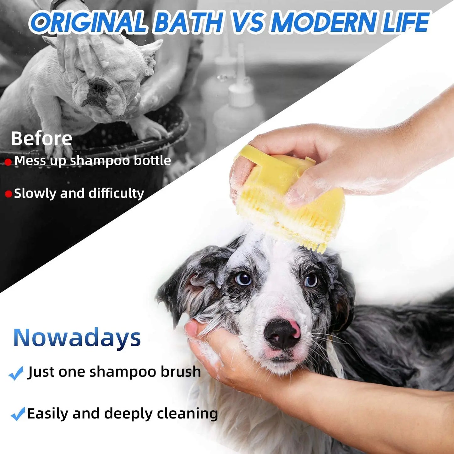 Pet Shampoo Brush: 2.7oz Silicone Grooming Scrubber for Dogs & Cats