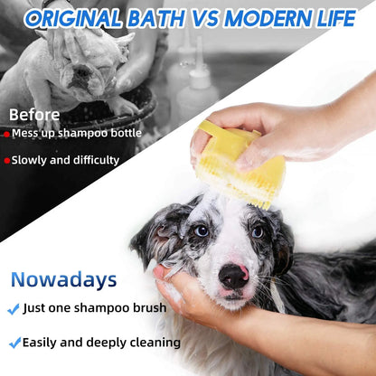 Pet Shampoo Brush: 2.7oz Silicone Grooming Scrubber for Dogs & Cats