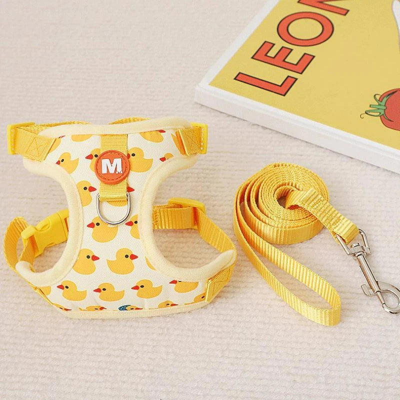 Cartoon Duck Dog Harness & Leash Set