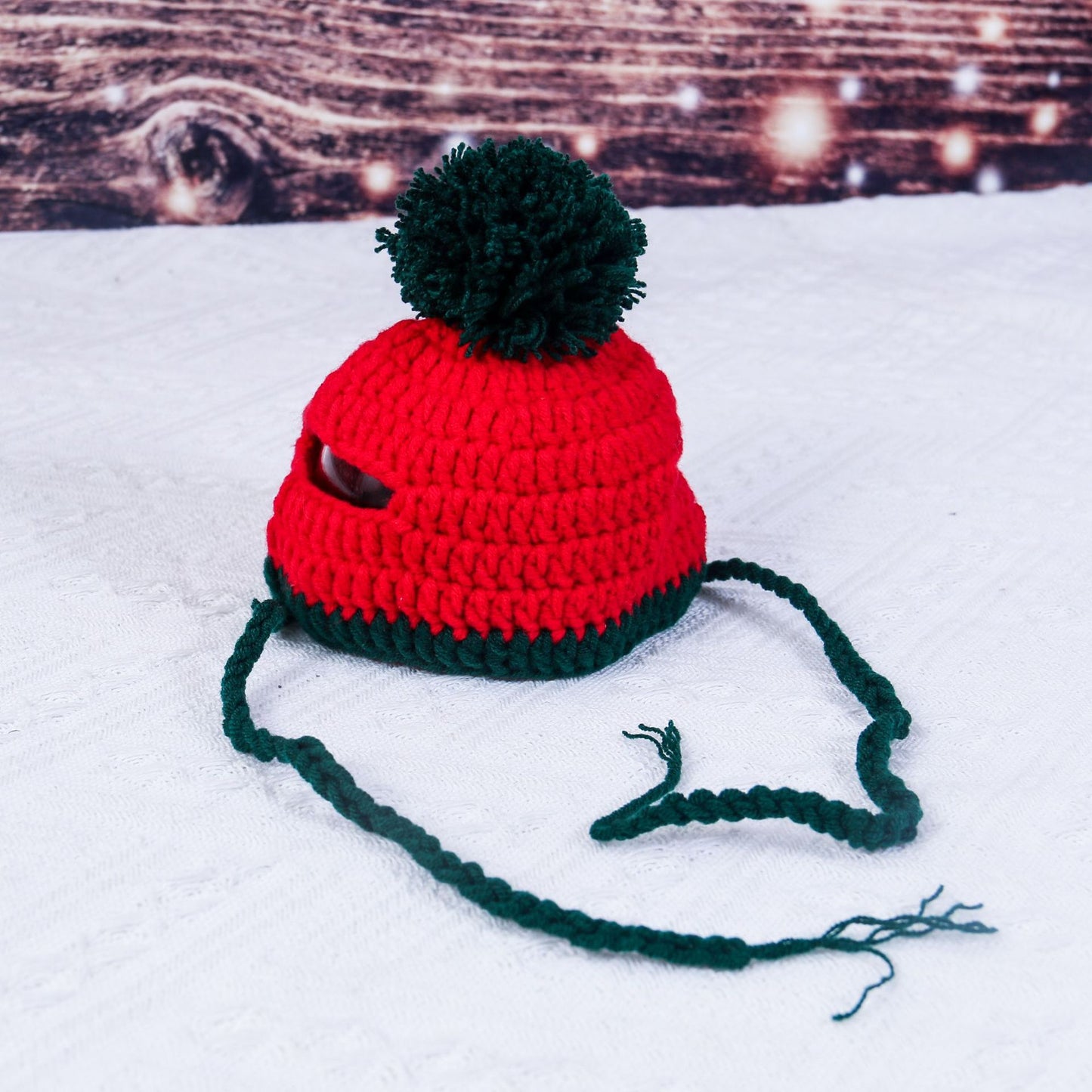 Christmas Woolen Dog Hat with Pom-Pom