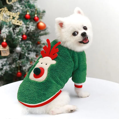 Christmas Coral Velvet Dog Coat – Soft Fleece Jacket for Chihuahuas, Yorkies, and Pomeranians