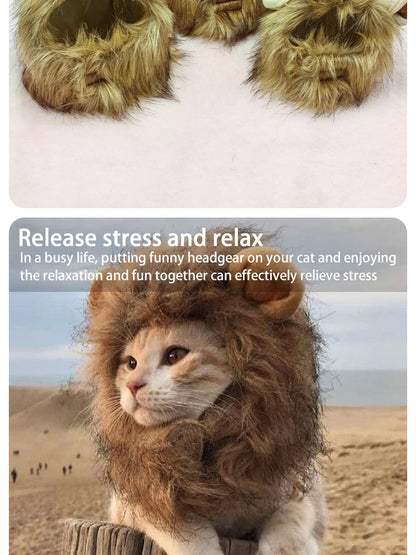 Humorous Lion Mane Pet Hairpiece