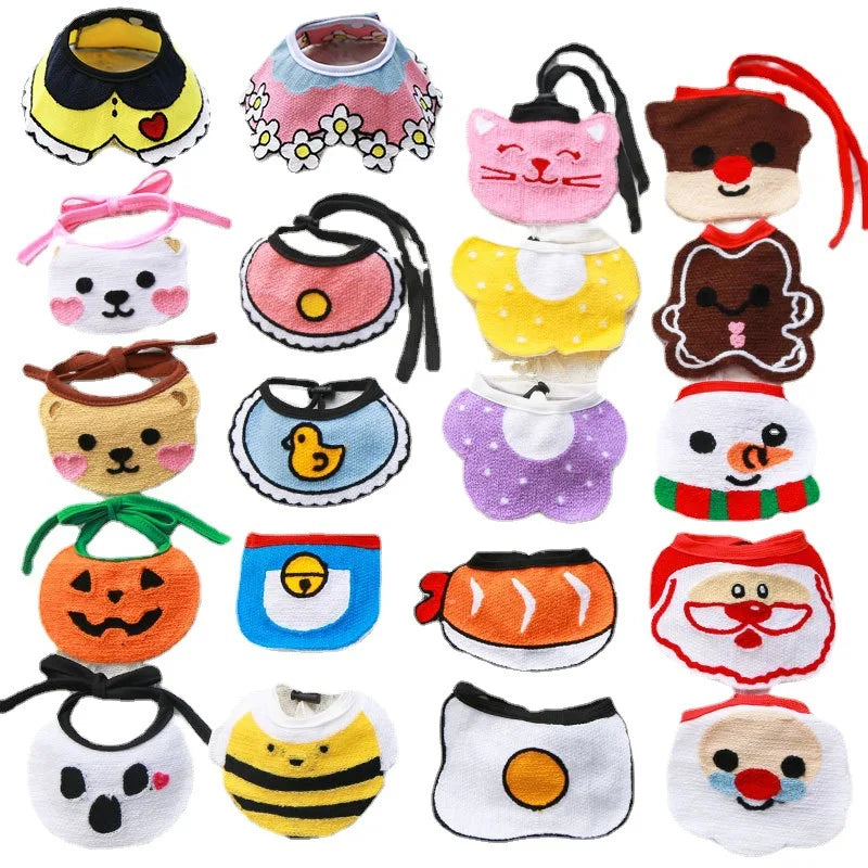 10PCS Adjustable Christmas Pet Bibs: Decorative Scarves for Dogs & Cats