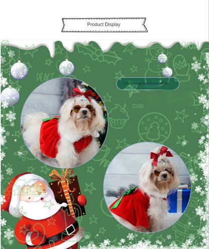 Christmas Dog Dress with Red Skirt – Cozy Holiday Outfit for Pets