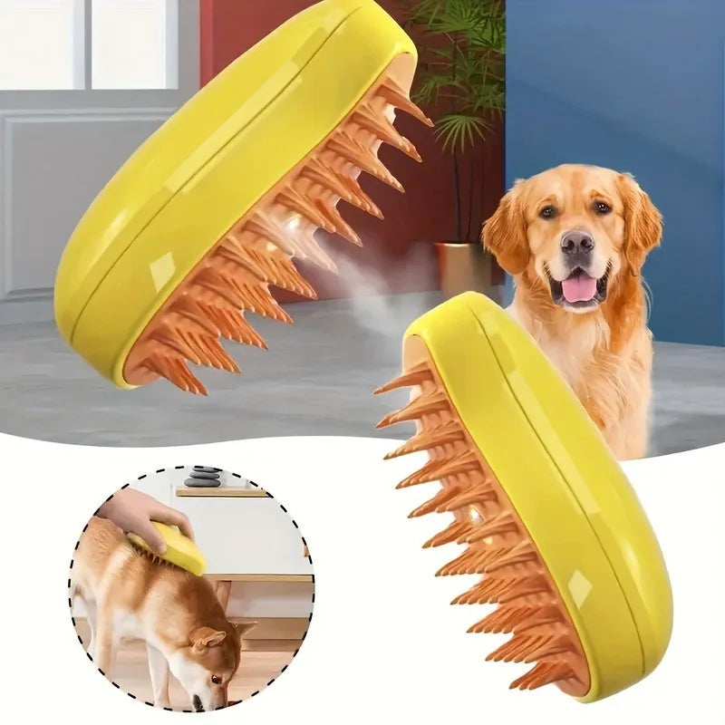 3-in-1 Electric Dog Brush: Steamer for Grooming & Massage