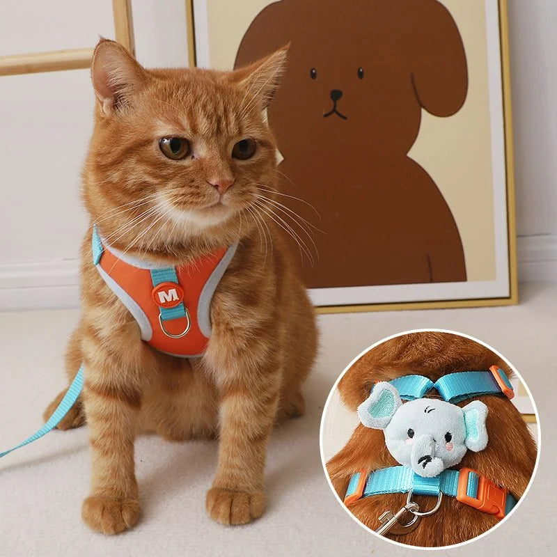 Cartoon Duck Dog Harness & Leash Set