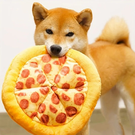 Plush Pizza Toy: Sound-Making Dental Training Tool for Medium & Large Dogs