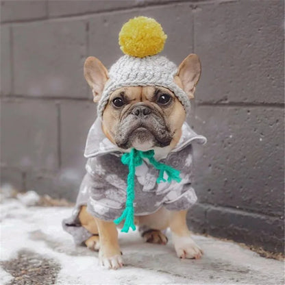 Christmas Woolen Dog Hat with Pom-Pom