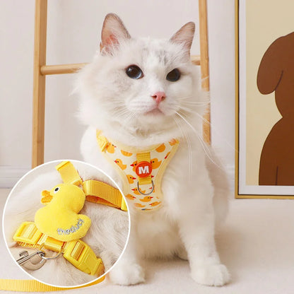 Cartoon Duck Dog Harness & Leash Set