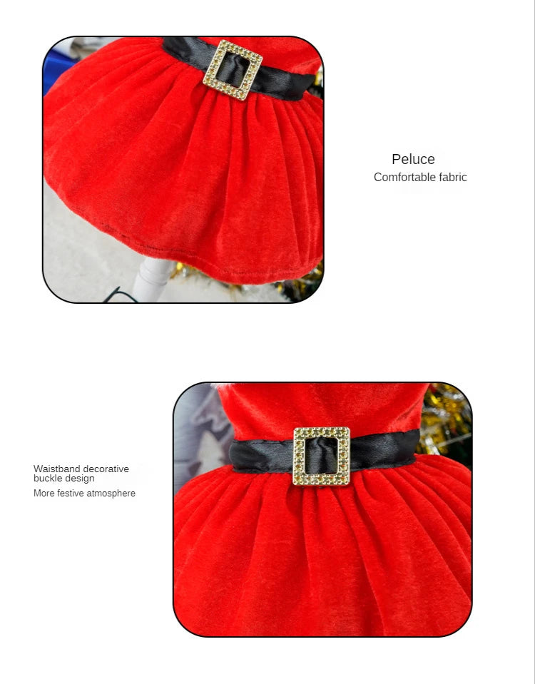 Christmas Dog Dress with Red Skirt – Cozy Holiday Outfit for Pets