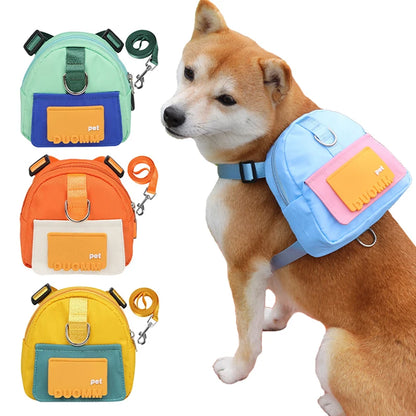 Portable Pet Backpack with Harness & Treat Pouch