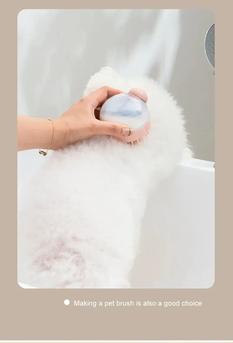 Dog Shower Brush: Grooming & Massage Tool with Shampoo Dispenser