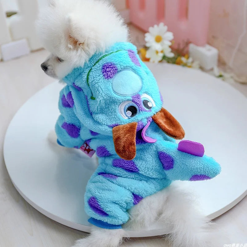 Blue Dinosaur Plush Dog Outfit