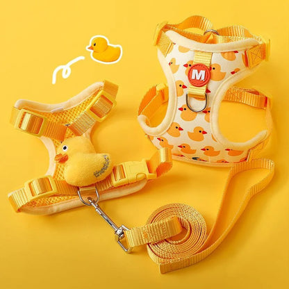 Cartoon Duck Dog Harness & Leash Set