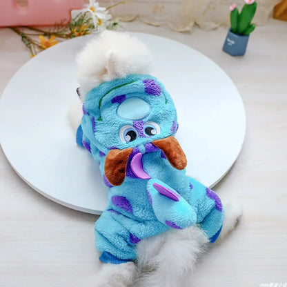 Blue Dinosaur Plush Dog Outfit