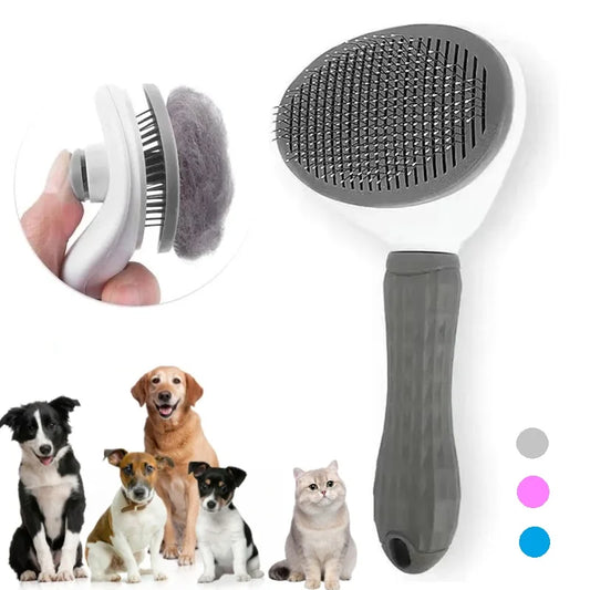 Self-Cleaning Pet Hair Removal Brush – Slicker Comb for Cats & Dogs Grooming