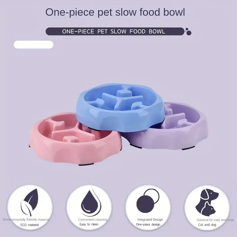 Colorful Slow Feeder Cat Bowl & Dog Puzzle Bowl