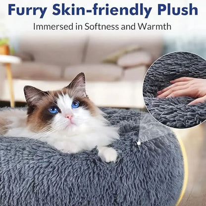 Round Plush Pet Bed: Soft, Cozy Sleeping for Large & Medium Dogs