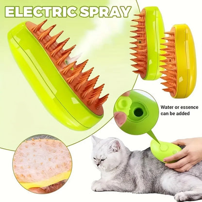 3-in-1 Electric Dog Brush: Steamer for Grooming & Massage