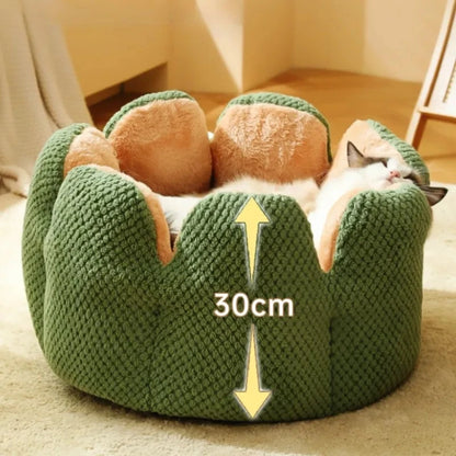 Petal-Shaped Cozy Pet Bed: Soft Plush Round Cushion for Dogs & Cats