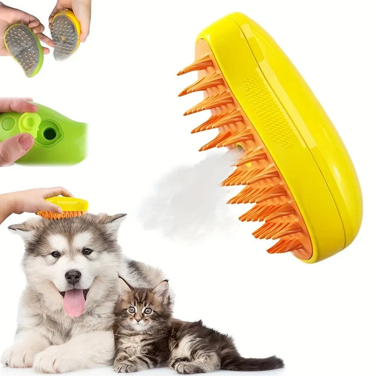 3-in-1 Electric Dog Brush: Steamer for Grooming & Massage