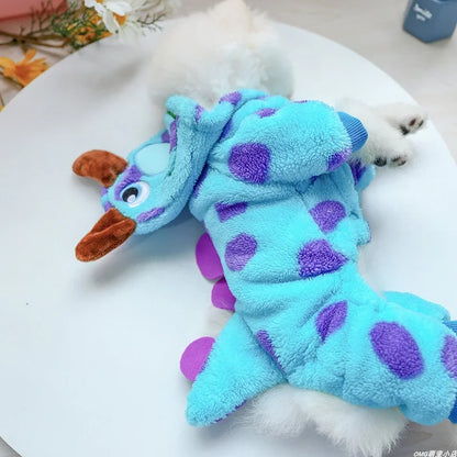 Blue Dinosaur Plush Dog Outfit