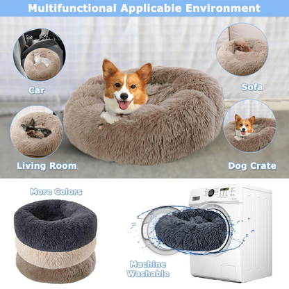 Round Plush Pet Bed: Soft, Cozy Sleeping for Large & Medium Dogs