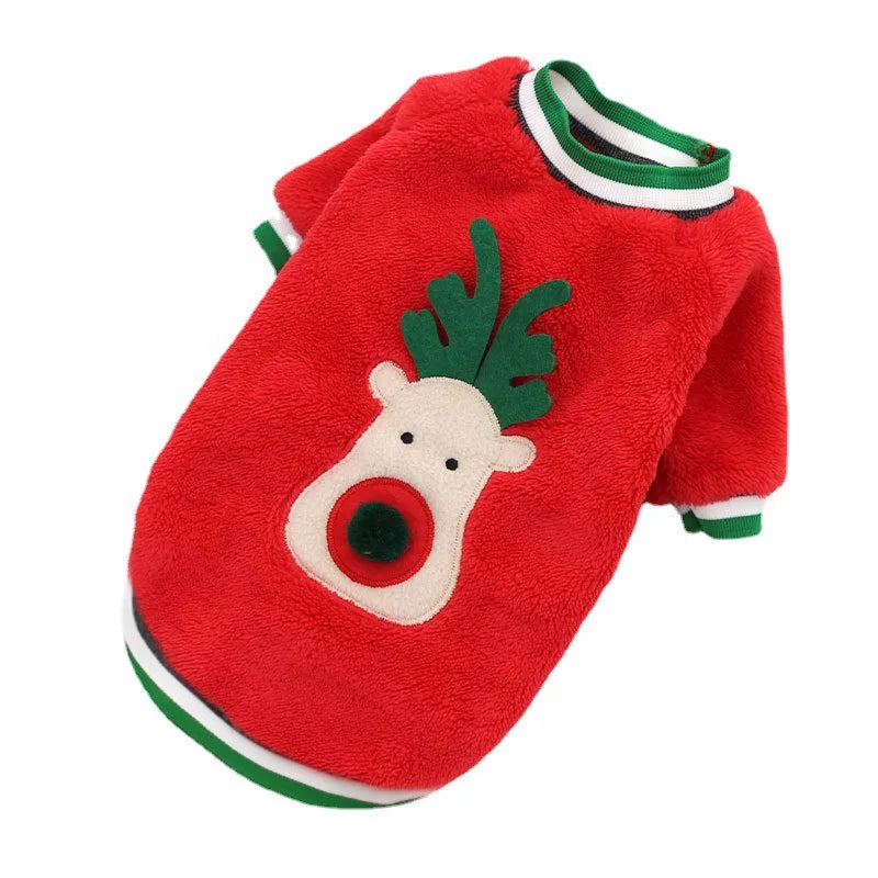 Christmas Coral Velvet Dog Coat – Soft Fleece Jacket for Chihuahuas, Yorkies, and Pomeranians