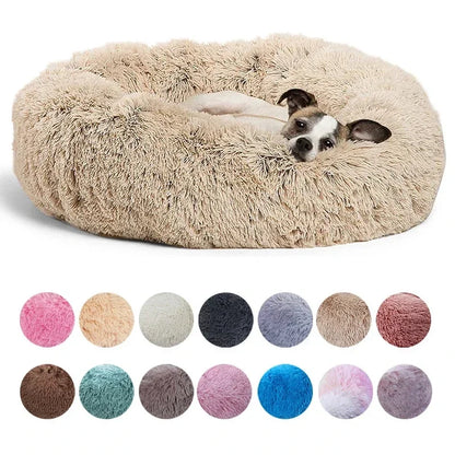 Round Plush Pet Bed: Soft, Cozy Sleeping for Large & Medium Dogs