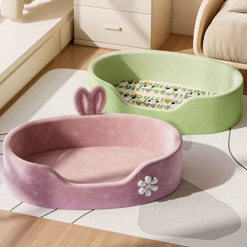 Petal-Shaped Cozy Pet Bed: Soft Plush Round Cushion for Dogs & Cats