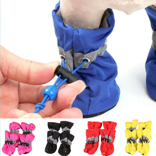 4pcs Waterproof Dog Boots – Non-Slip Footwear for Puppies and Cats