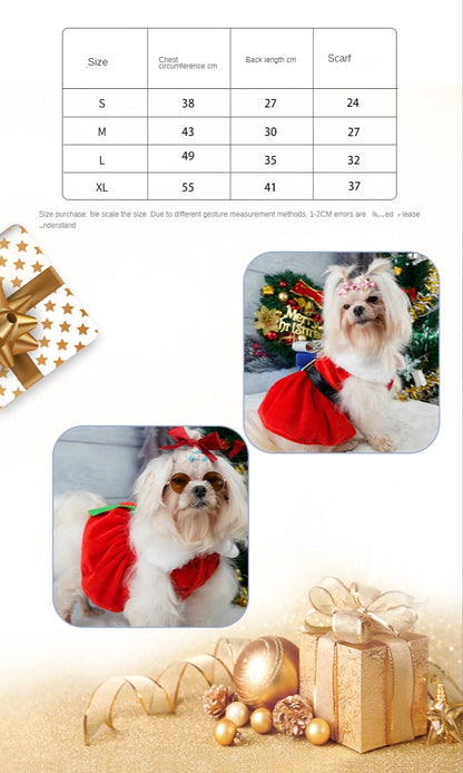 Christmas Dog Dress with Red Skirt – Cozy Holiday Outfit for Pets